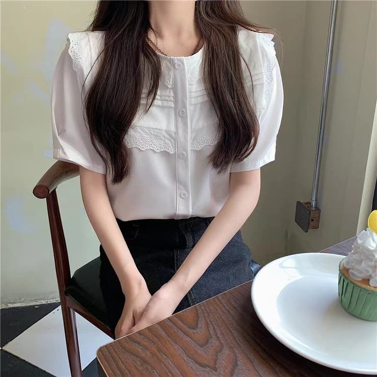 大人なシアー魅せ。レース半袖ブラウス オフィスカジュアル 春 | Sibra | 詳細画像5 