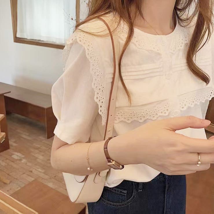 大人なシアー魅せ。レース半袖ブラウス オフィスカジュアル 春 | Sibra | 詳細画像6 