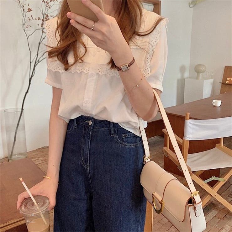 大人なシアー魅せ。レース半袖ブラウス オフィスカジュアル 春 | Sibra | 詳細画像8 