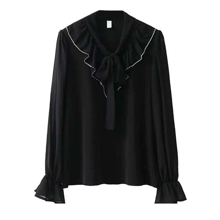 フリルスリーブVネックボウタイリボンブラウス 春 韓国ファッション | Sibra | 詳細画像8 