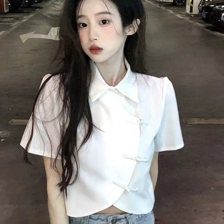 半袖チャイナトップス 春 韓国ファッション[品番：SHNW0009272]｜Sibra