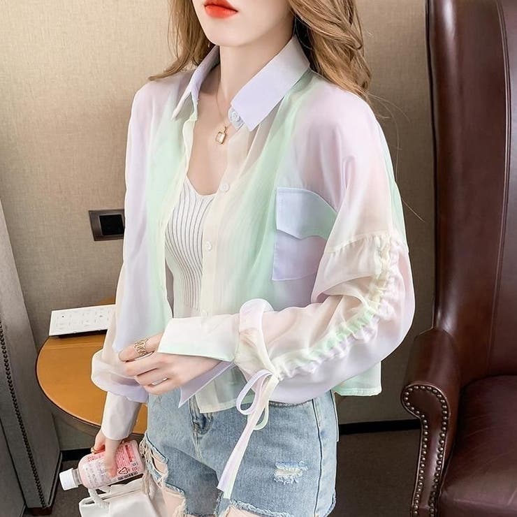 moussy　シアー　シャツ ドローストリング付き moussy シアー シャツ ドローストリング付き MOUSSY | LACY TAPE