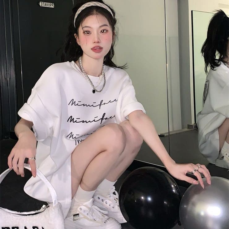 綿100％オーバーサイズプリントTシャツ 韓国ファッション オフィスカジュアル | Sibra | 詳細画像6 