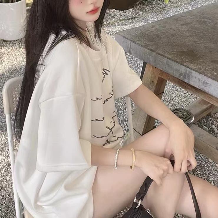 綿100％オーバーサイズプリントTシャツ 韓国ファッション オフィスカジュアル | Sibra | 詳細画像13 