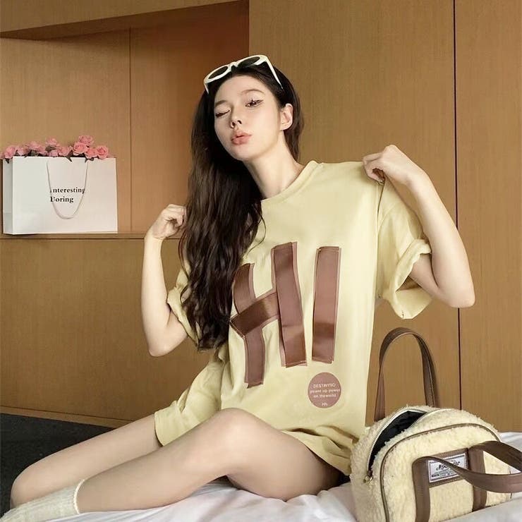 綿100％オーバーサイズロゴプリントT シャツ 韓国ファッション | Sibra | 詳細画像10 