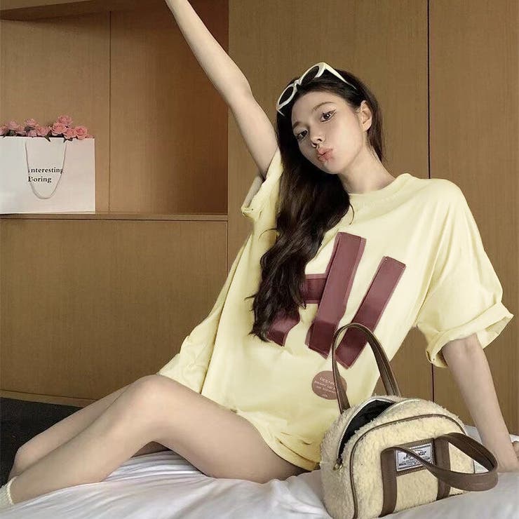 綿100％オーバーサイズロゴプリントT シャツ 韓国ファッション | Sibra | 詳細画像8 