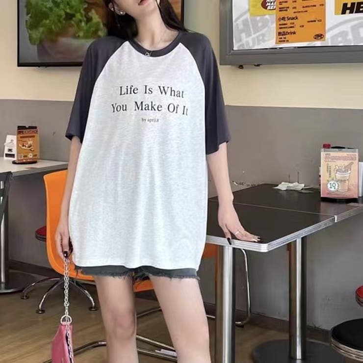 綿100％配色半袖Tシャツ 夏服 トップス | Sibra | 詳細画像11 