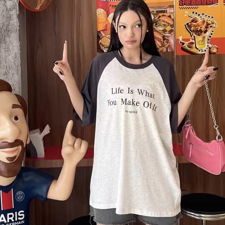 綿100％配色半袖Tシャツ 夏服 トップス | Sibra | 詳細画像12 