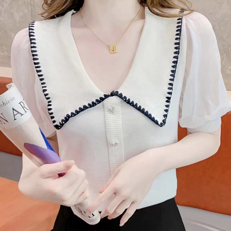 ストライプボリューム袖ブラウス セクシー 夏服 | Sibra | 詳細画像11 