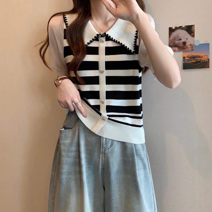 ストライプボリューム袖ブラウス セクシー 夏服 | Sibra | 詳細画像13 