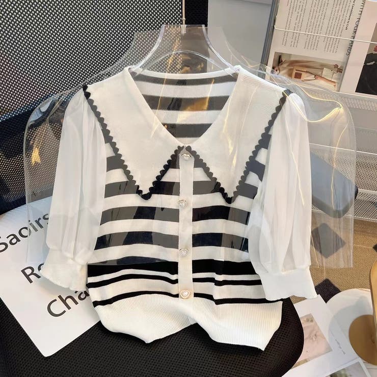 ストライプボリューム袖ブラウス セクシー 夏服 | Sibra | 詳細画像14 