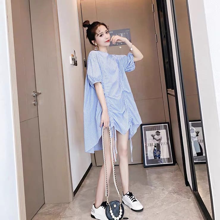 ギャザーチェック柄トップス セクシー 夏服 | Sibra | 詳細画像4 