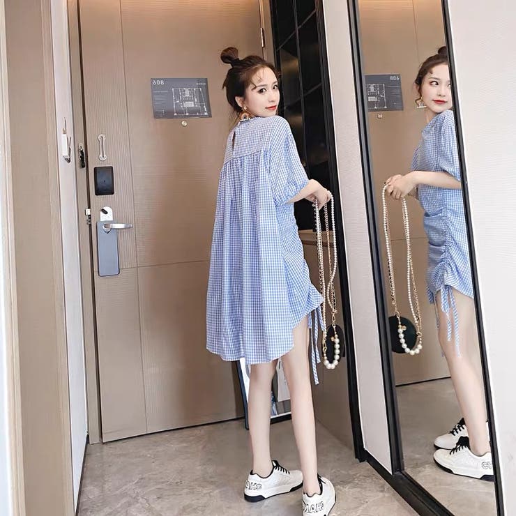 ギャザーチェック柄トップス セクシー 夏服 | Sibra | 詳細画像5 