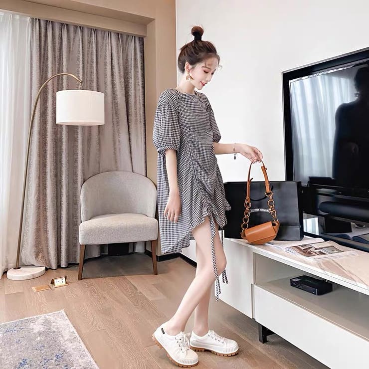 ギャザーチェック柄トップス セクシー 夏服 | Sibra | 詳細画像6 