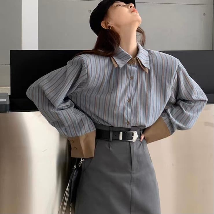 配色ダブルラペルシャツ 秋 冬 | Sibra | 詳細画像1 