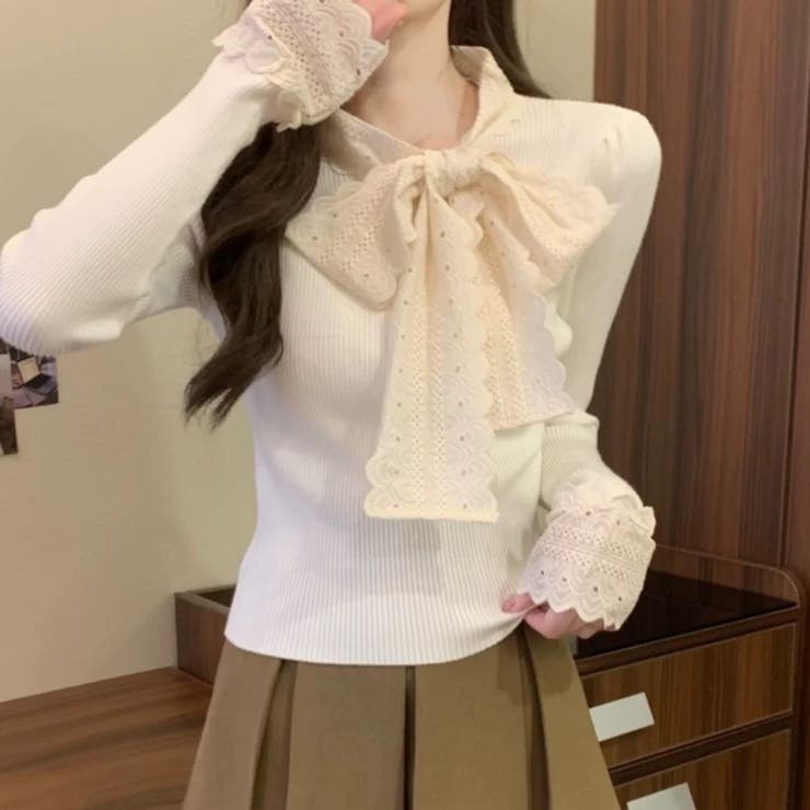 MSGM リボントップス 韓国 2color 】サイドラインリボンレーストップス ／ side line
