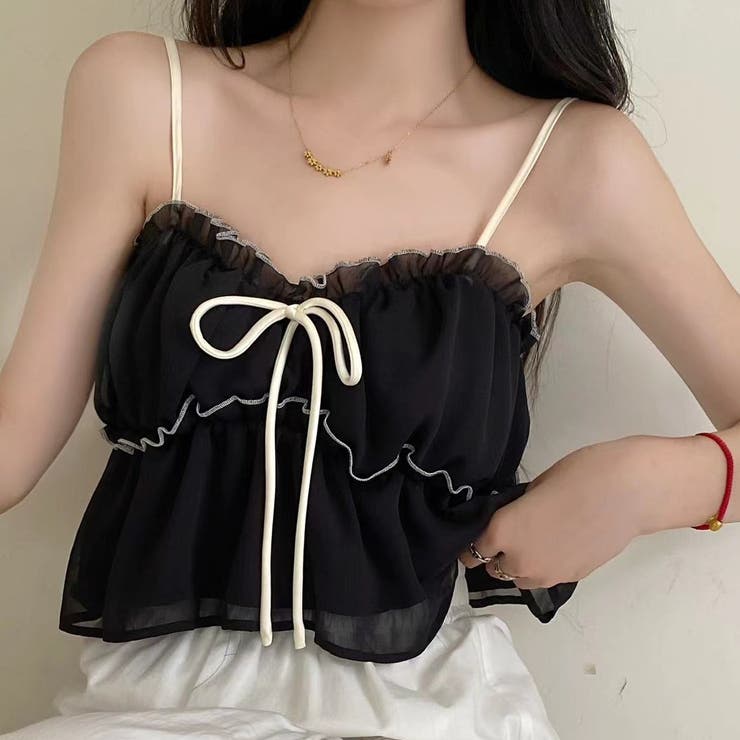 チュールフリルキャミソールビスチェ 夏服 韓国ファッション | Sibra | 詳細画像10