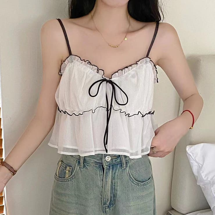 チュールフリルキャミソールビスチェ 夏服 韓国ファッション | Sibra | 詳細画像2