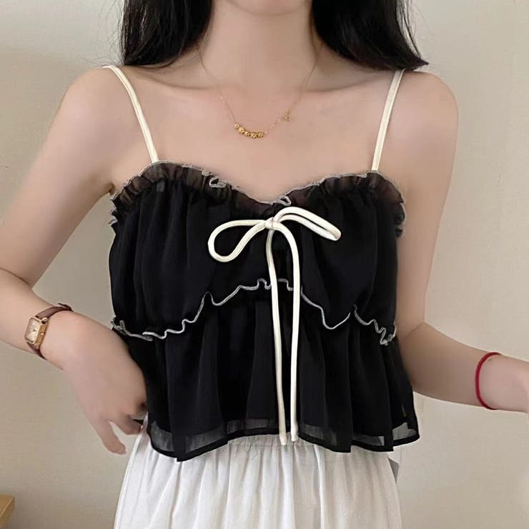 チュールフリルキャミソールビスチェ 夏服 韓国ファッション | Sibra | 詳細画像3