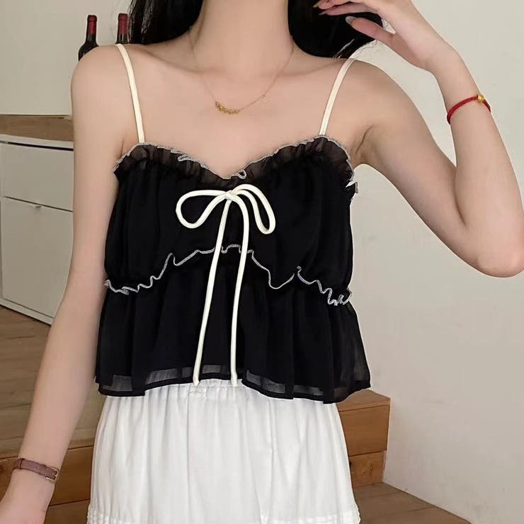 チュールフリルキャミソールビスチェ 夏服 韓国ファッション | Sibra | 詳細画像4