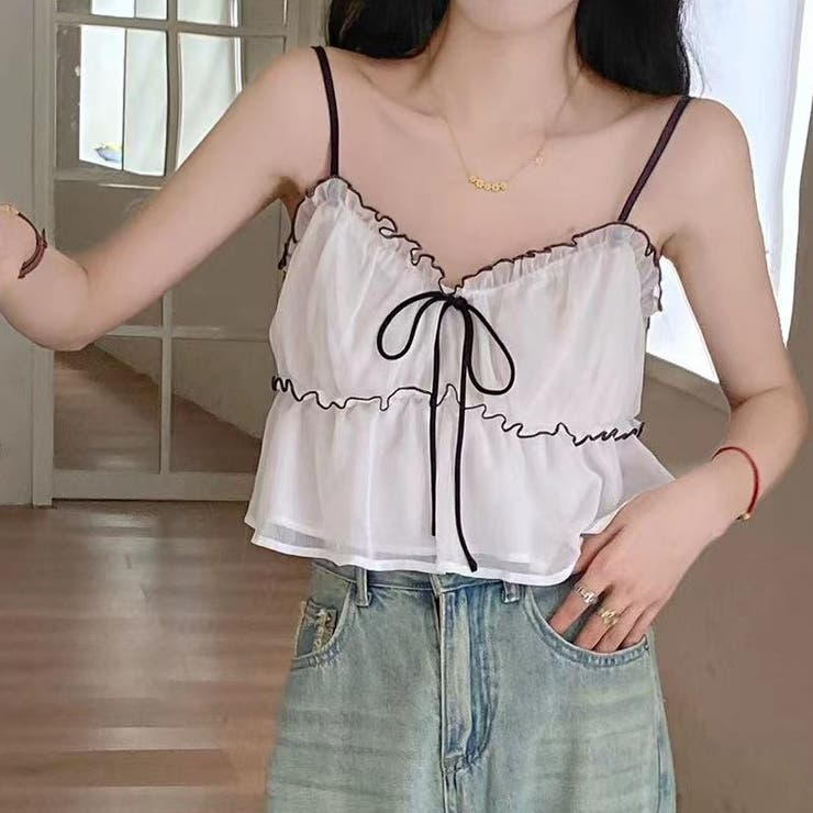 チュールフリルキャミソールビスチェ 夏服 韓国ファッション | Sibra | 詳細画像6