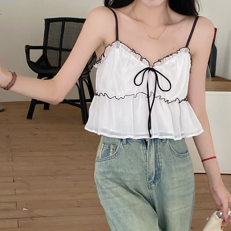 チュールフリルキャミソールビスチェ 夏服 韓国ファッション | Sibra | 詳細画像7