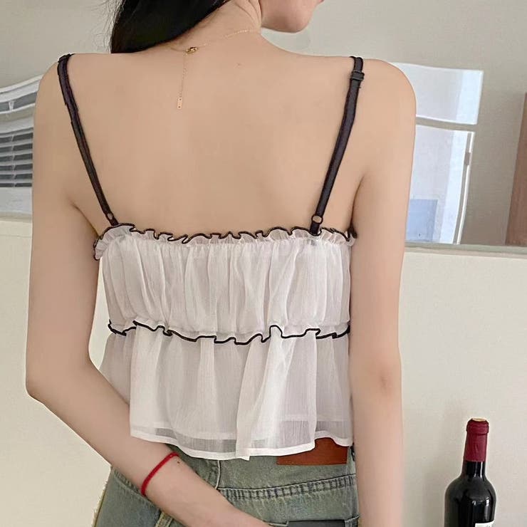 チュールフリルキャミソールビスチェ 夏服 韓国ファッション | Sibra | 詳細画像8