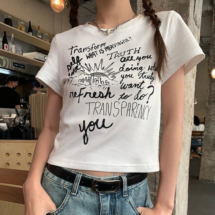 プリントロゴ 半袖Tシャツ 韓国風 | Sibra | 詳細画像1