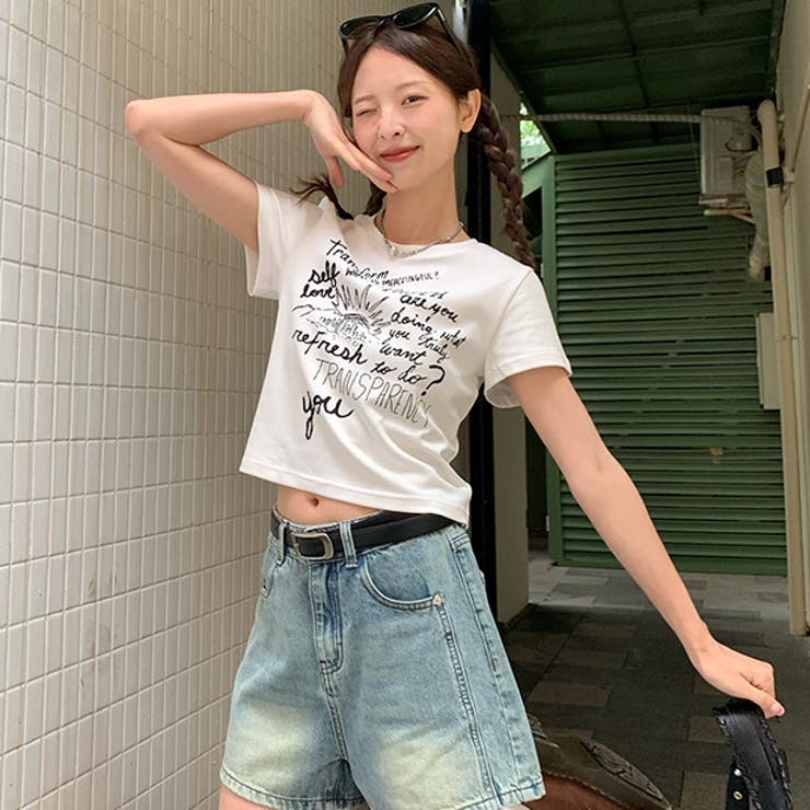 プリントロゴ 半袖Tシャツ 韓国風 | Sibra | 詳細画像2