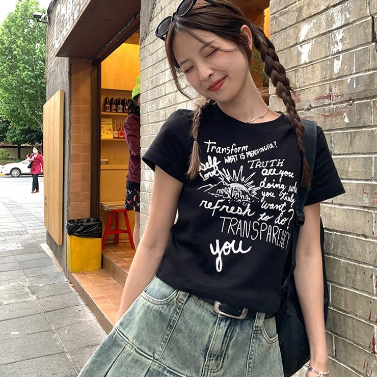 プリントロゴ 半袖Tシャツ 韓国風 | Sibra | 詳細画像24