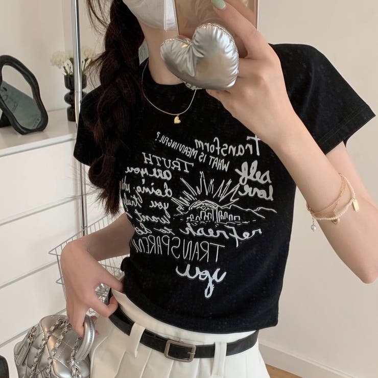 プリントロゴ 半袖Tシャツ 韓国風 | Sibra | 詳細画像25