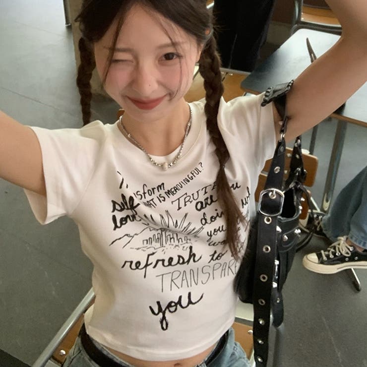 プリントロゴ 半袖Tシャツ 韓国風 | Sibra | 詳細画像3