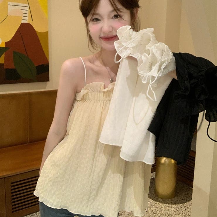 フリルキャミソール 夏服 韓国ファッション[品番：SHNW0010888]｜Sibra 