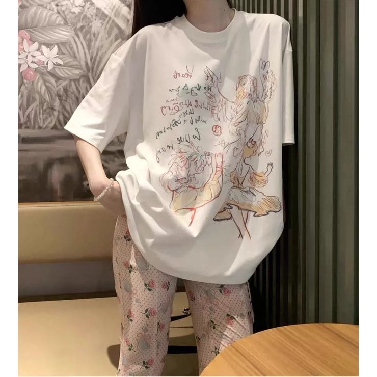 天使が踊っている。手描き風ダンサー柄プリントTシャツ オーバーサイズ 韓国ファッ… | Sibra | 詳細画像10 
