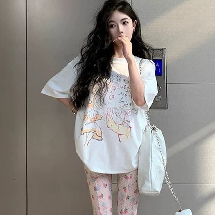 天使が踊っている。手描き風ダンサー柄プリントTシャツ オーバーサイズ 韓国ファッ… | Sibra | 詳細画像2 