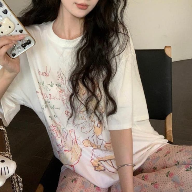 天使が踊っている。手描き風ダンサー柄プリントTシャツ オーバーサイズ 韓国ファッ… | Sibra | 詳細画像6 