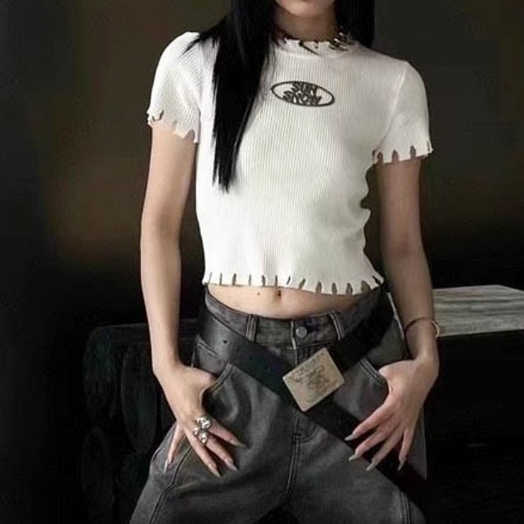 ダメージニットトップス 春 夏 | Sibra | 詳細画像1