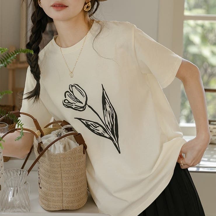 ホワイト | プリント Tシャツ オーバーサイズ | Sibra