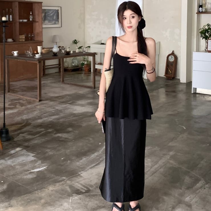 ボリュームフレアビスチェキャミソールトップス 夏服 韓国ファッション