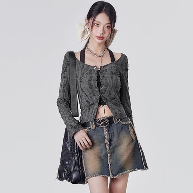 セットアップ ダメージ長袖シャツ 体型カバー | Sibra | 詳細画像4