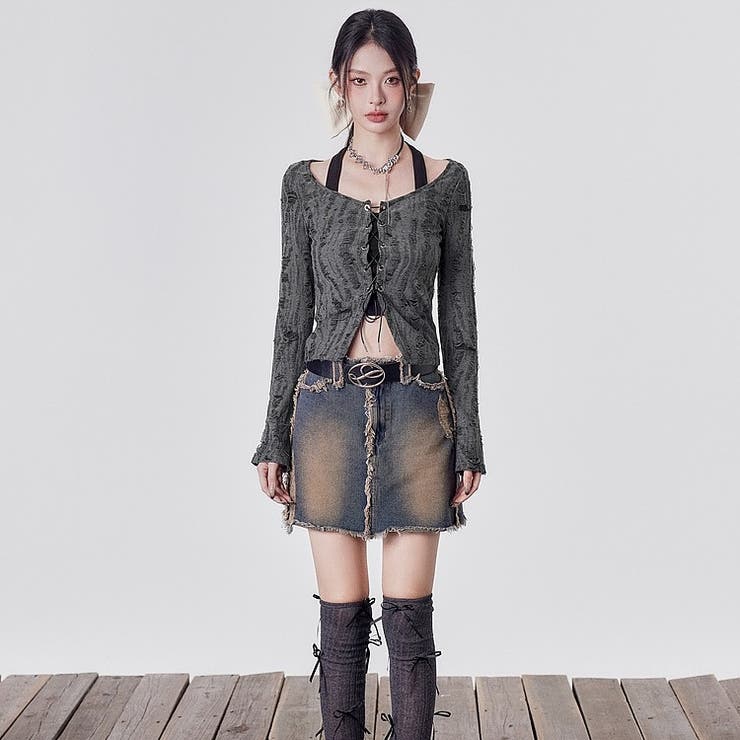 セットアップ ダメージ長袖シャツ 体型カバー | Sibra | 詳細画像8