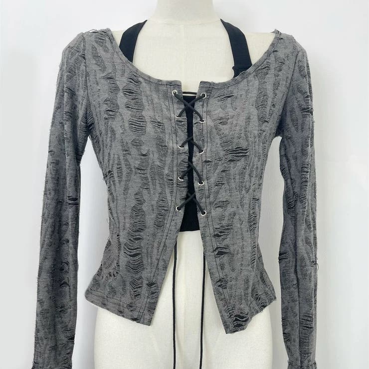 セットアップ ダメージ長袖シャツ 体型カバー | Sibra | 詳細画像9