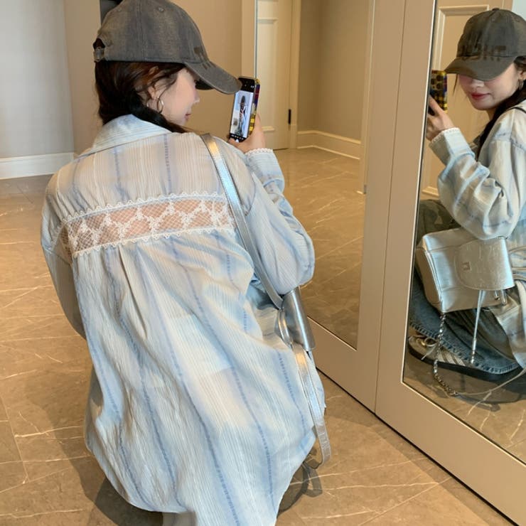 レース切り替えシャツ 体型カバー 夏服 | Sibra | 詳細画像2