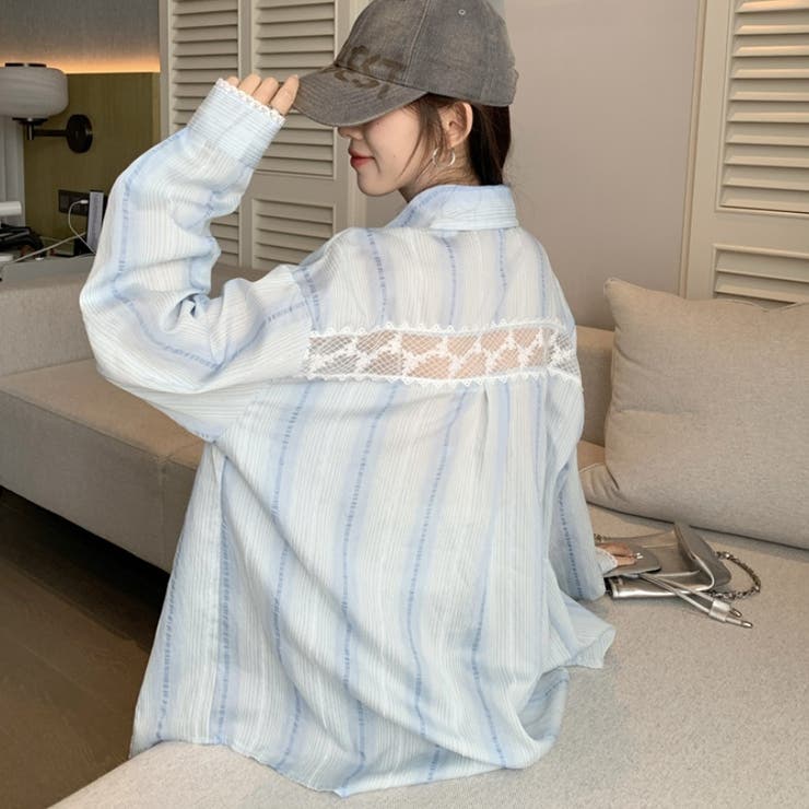 レース切り替えシャツ 体型カバー 夏服 | Sibra | 詳細画像3