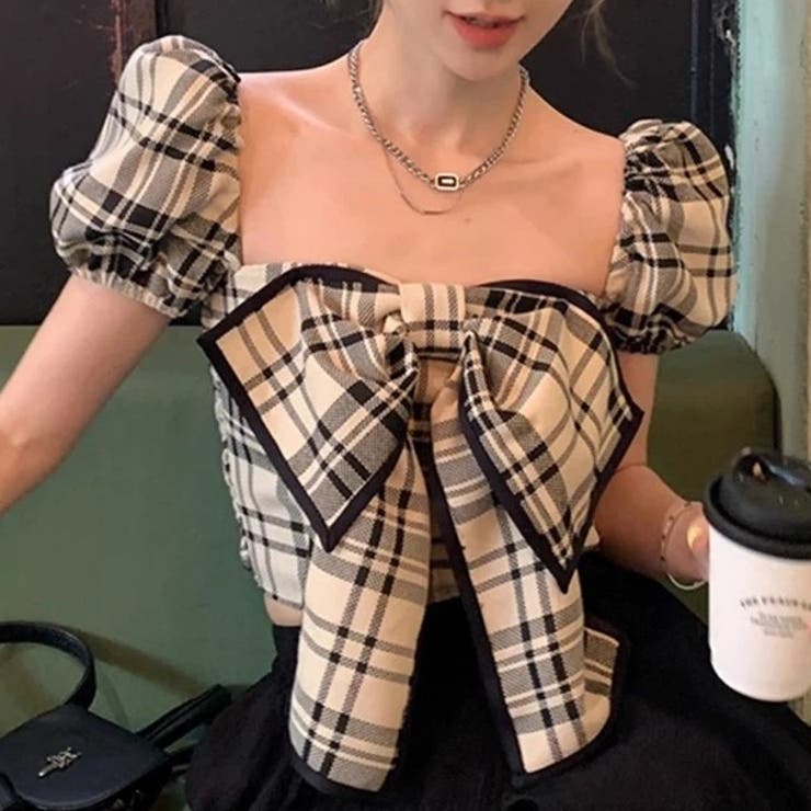 リト Rito 美品 ブラウス 38 黒 ブラック チェック柄 ラウンドネック RESOUND CLOTHING - OVER GOWN CHECK SHIRTS / RC31-SH-003 / オーバー