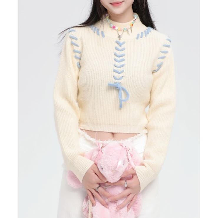 ホワイト | リボンショートニット ハロウィン 10代 | Sibra