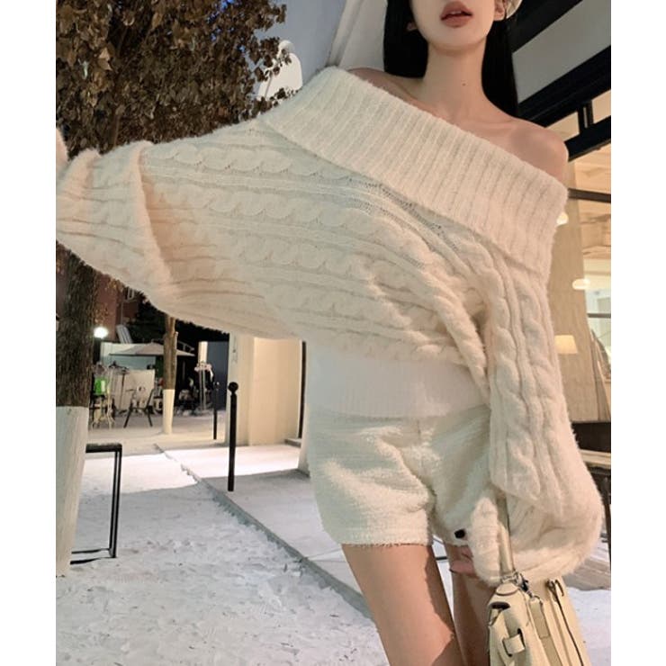 オフショルニットトップス シャギーニット クリスマス | Sibra | 詳細画像7 