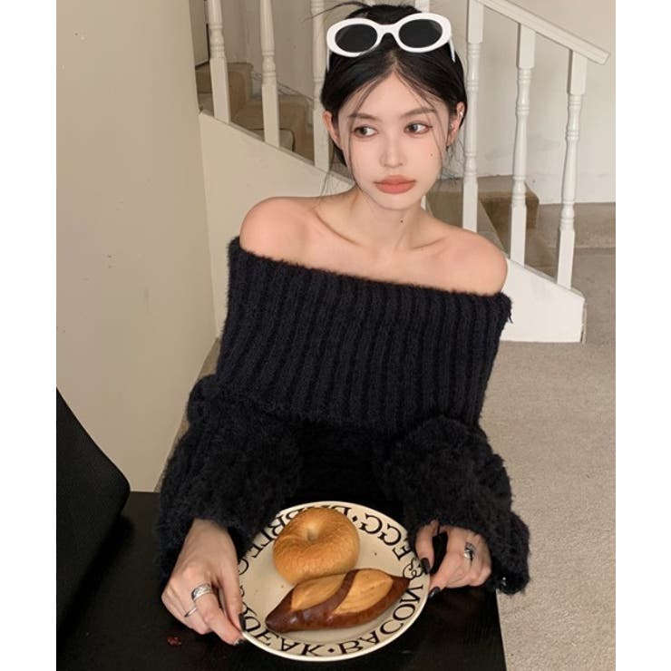 オフショルニットトップス シャギーニット クリスマス | Sibra | 詳細画像14 