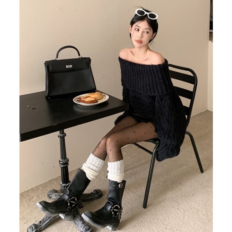 オフショルニットトップス シャギーニット クリスマス | Sibra | 詳細画像15 