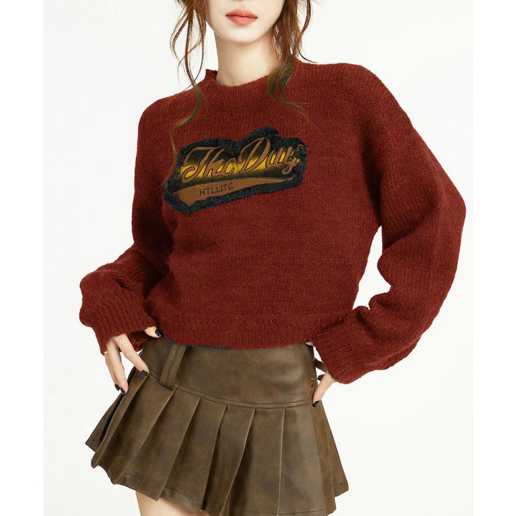 トレンディなロゴ刺繍入りニットセーター：洗練された秋冬スタイルにぴったりのアイテ… | Sibra | 詳細画像1 